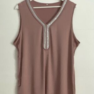 Sleeveless Top with Silver Trim